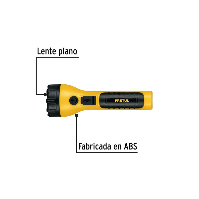 PRETUL - Linterna Plástica Recargable Led, 120 Lm Pretul 26101