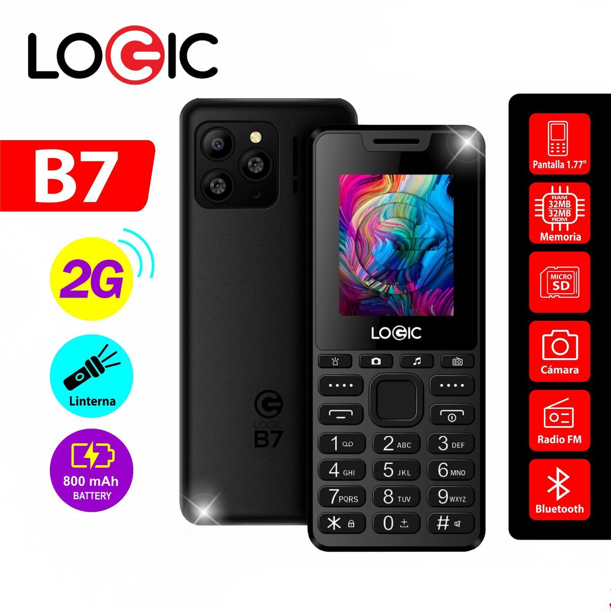 LOGIC - CELULAR BASICO  LOGIC  B7 L  2G PANTALLA  1.77"