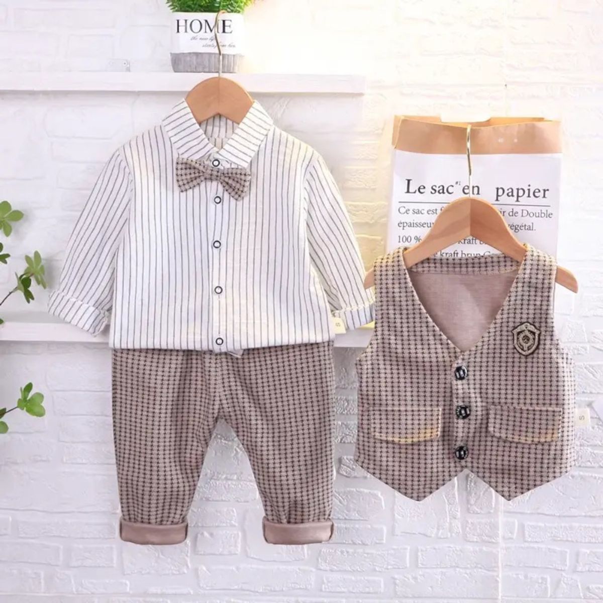 GENERICO - TRAJE TERNO ROPA   DE NIÑO  - PANTALON + CHALECO + CAMISA + CORBATA MICHI