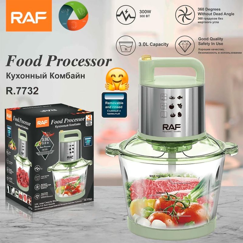 RAFF - Picador De Alimentos Raf R7732 300w 3Lts Con Bowl De Vidrio