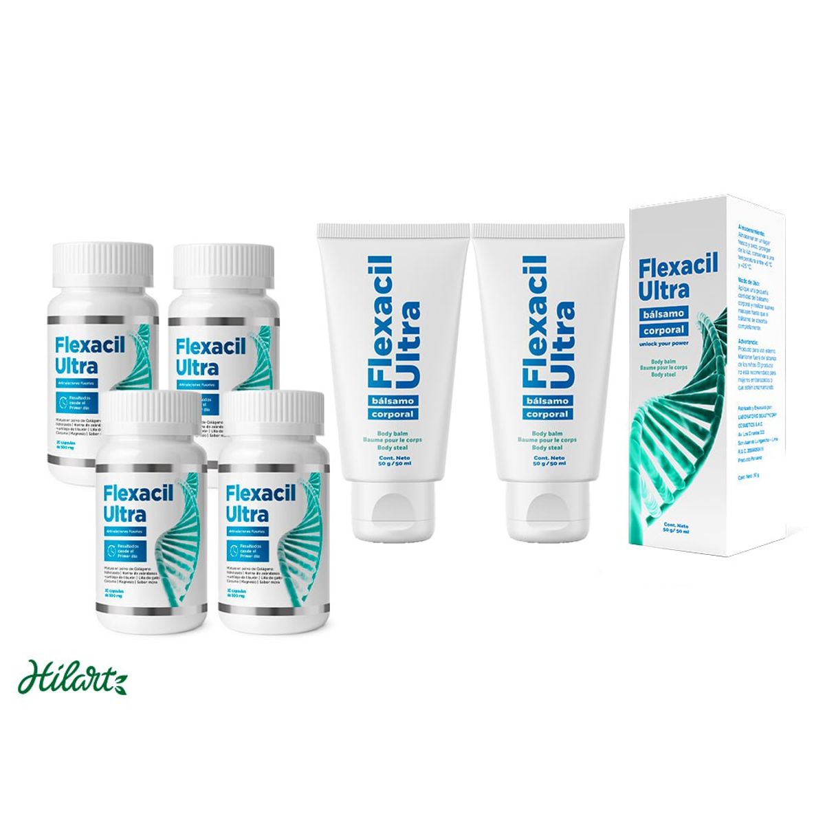 FLEXACIL - 4 FLEXACIL ULTRA CAPSULAS + 2 CREMAS FLEXACIL ULTRA