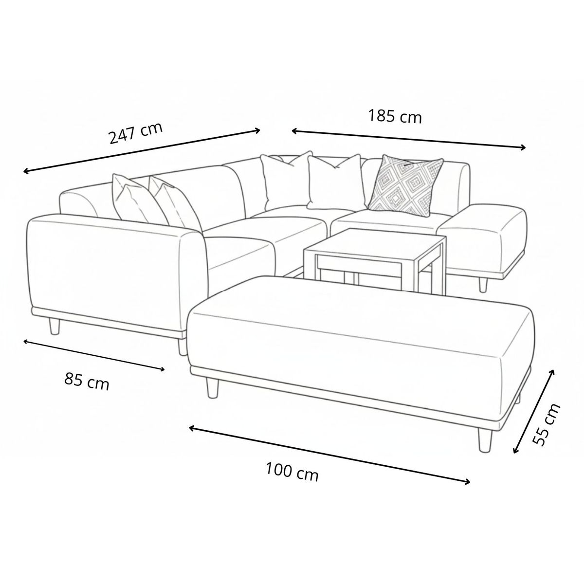 GENERICO - Seccional Mazzini con Banqueta en tela Antifluido Petfriendly Lmueble