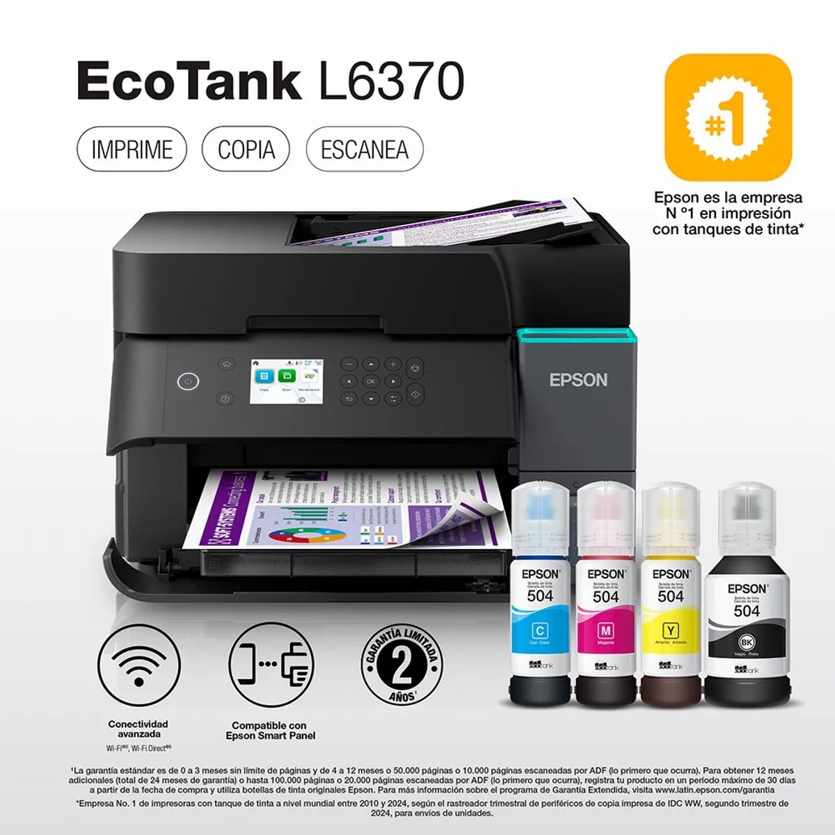 EPSON - Impresora Multifuncional Epson EcoTank L6370 3 en 1 Wi-Fi Dúplex y ADF