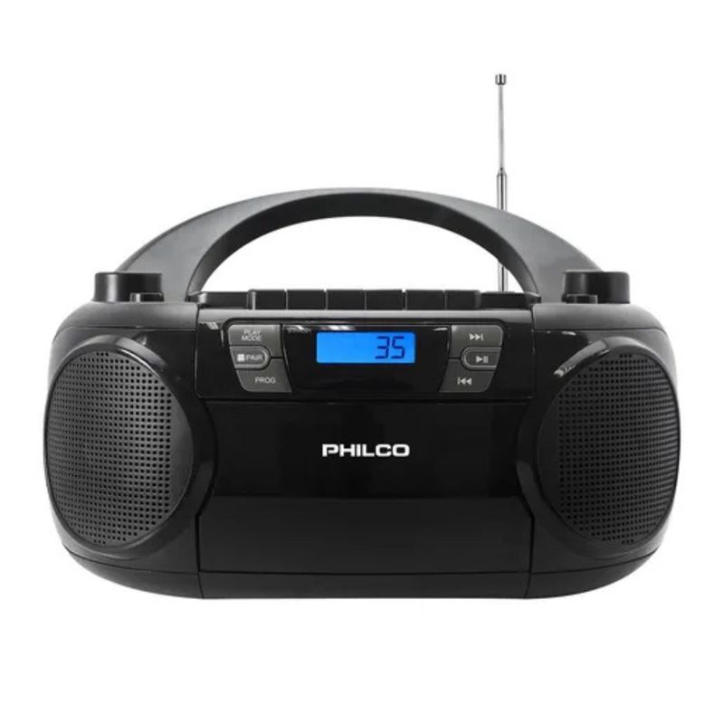 PHILCO - Boombox versátil Philco PJC7000BT‑BK CD Cassette Bluetooth USB