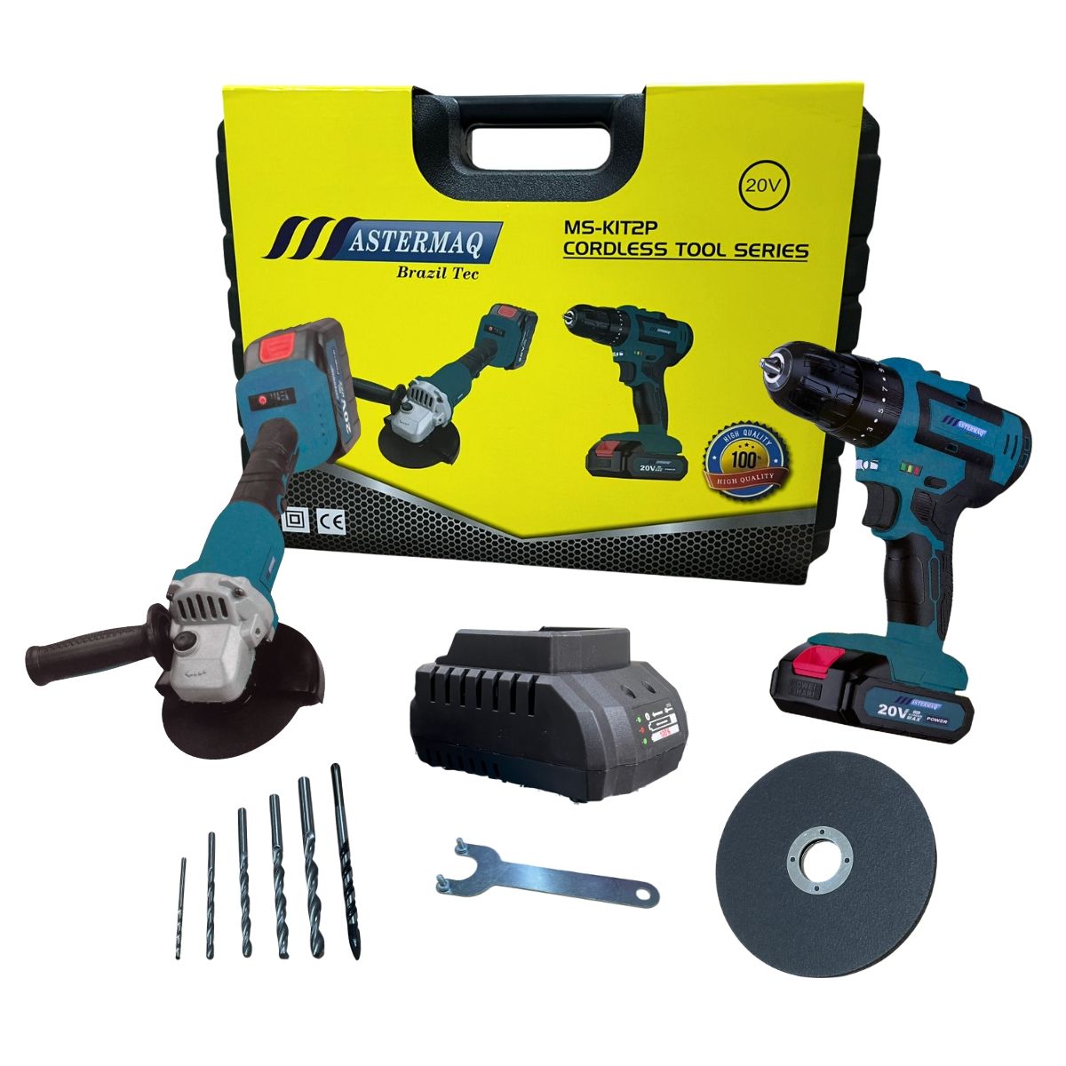 TOYAKI - KIT TALADRO + AMOLADORA INALÁMBRICOS 20V MASTERMAQ  MS-KIT2P