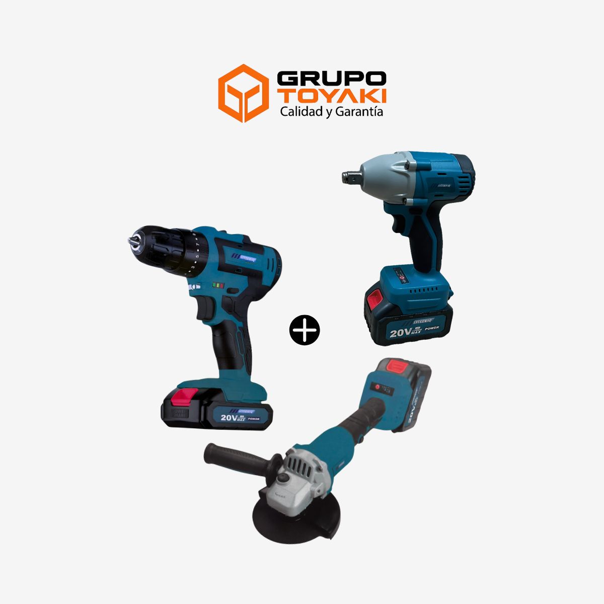 GENERICO - KIT TALADRO + AMOLADORA + LLAVE DE IMPACTO HERRAMIENTAS INALÁMBRICAS 20V MASTERMAQ  MS-KIT3P