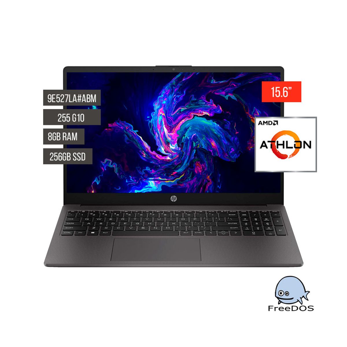 HP - Notebook HP 255 G10 9E527LA#ABM, 15.6" LCD LED HD SVA, AMD Athlon Silver 2.4/3.5GHz, 8GB