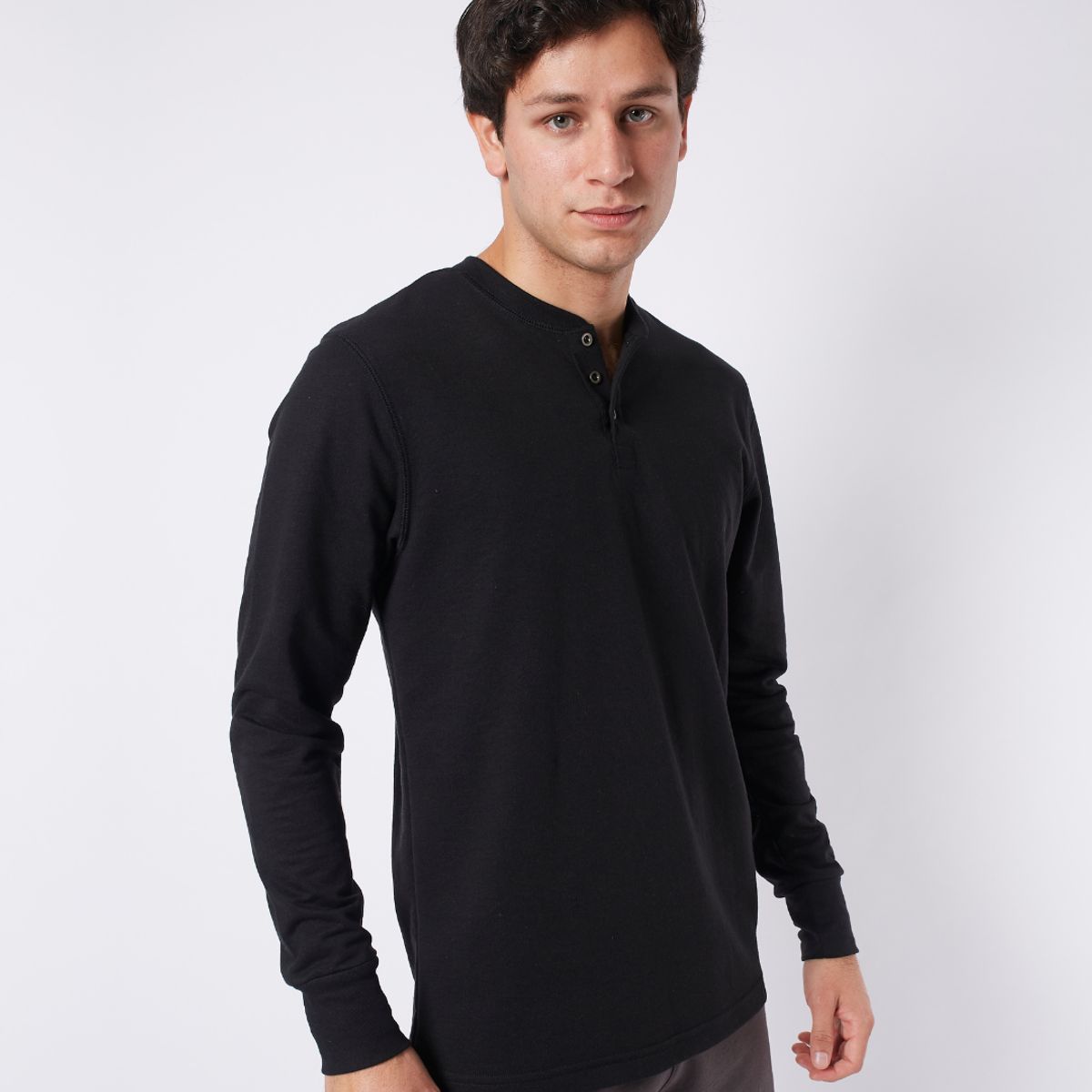 RISING DRAGON - Henley El Sofisticado Manga Larga - Negro