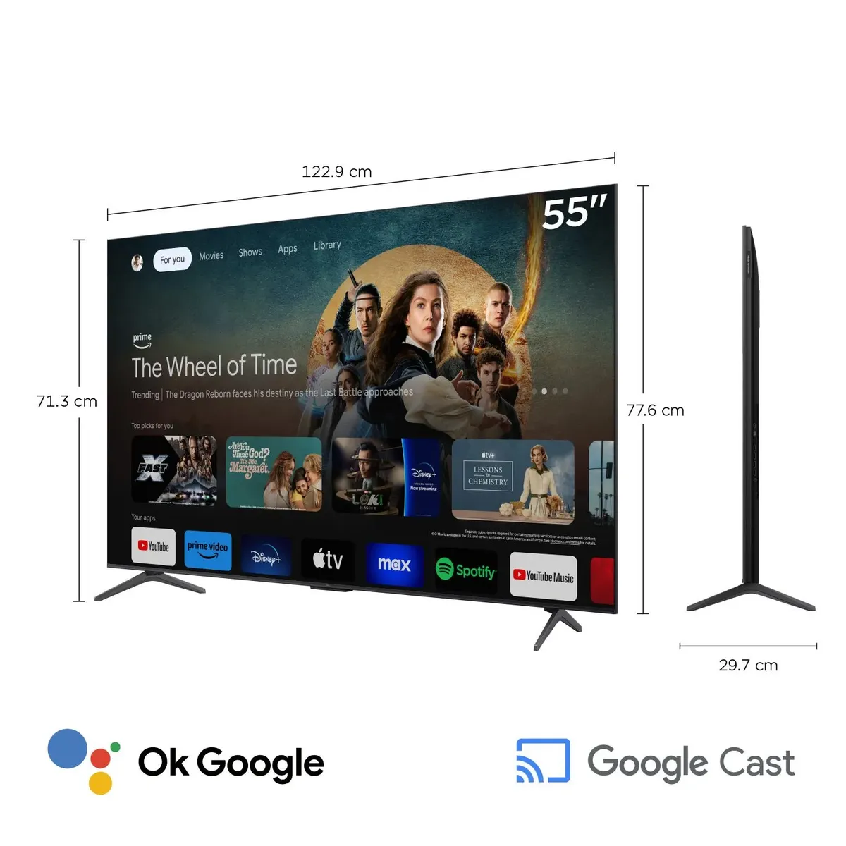 TCL - Televisor TCL 55C6K 55 4K QD Mini LED Google TV