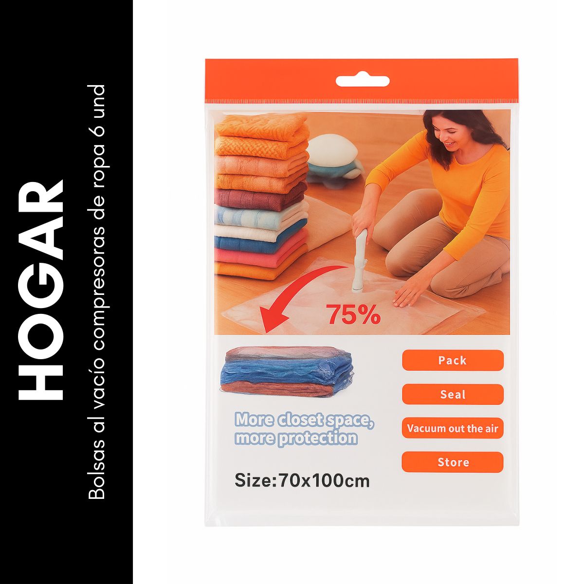 GENERICO - 1 Bolsa al vacío compresoras de ropa