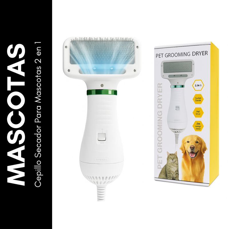 GENERICO - Cepillo Secador Para Mascotas 2 en 1