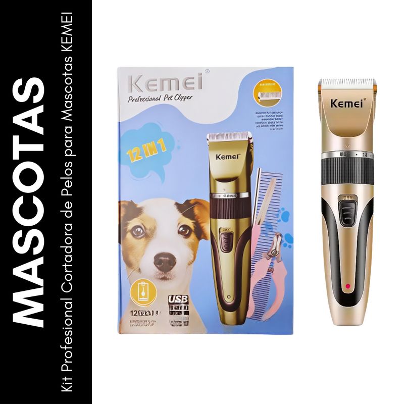 KEMEI - Kit Profesional Cortadora de Pelos para Mascotas KEMEI