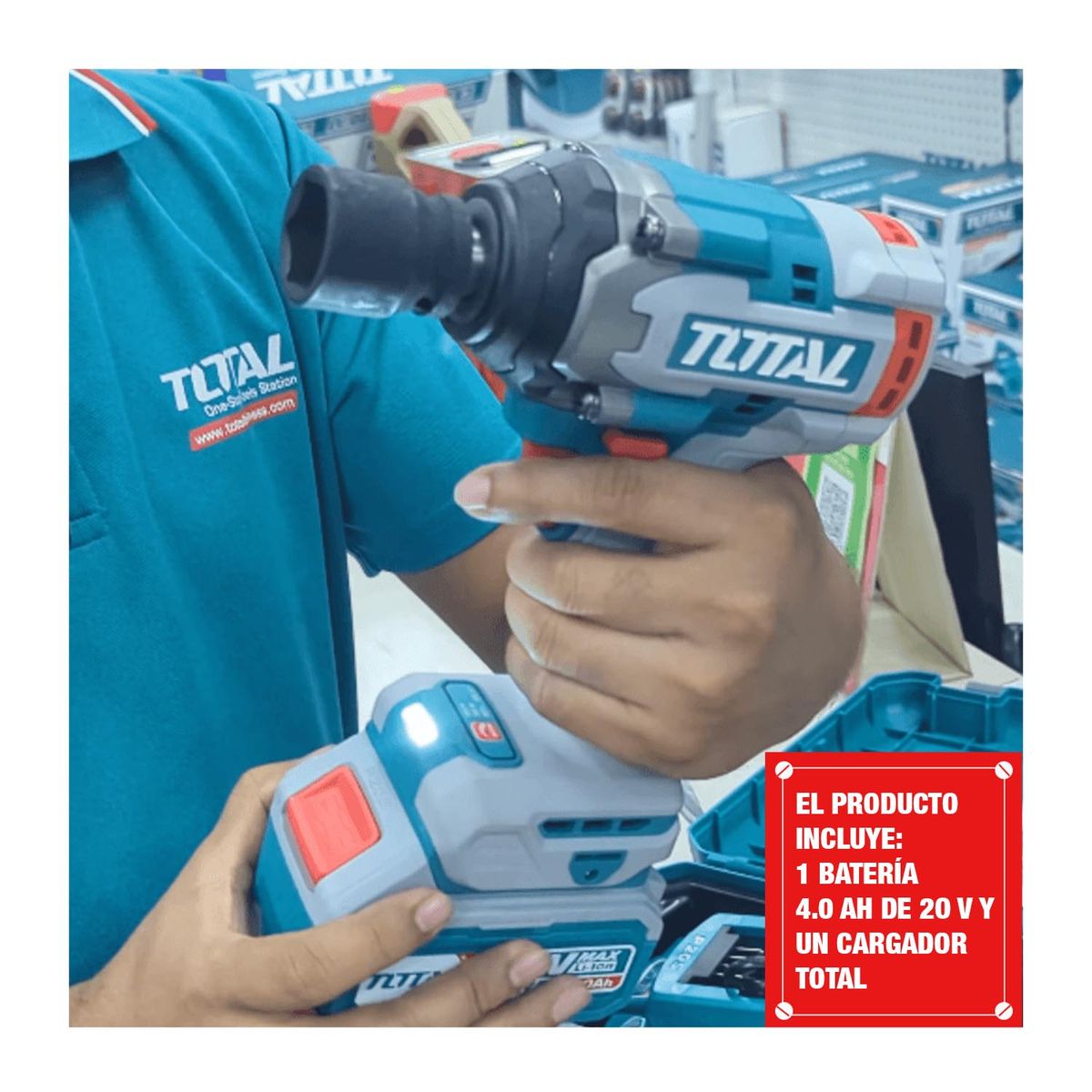 TOTAL TOOLS - Set Llave De Impacto 500nm Inalámbrico Bl 152pzs Dado Puntas