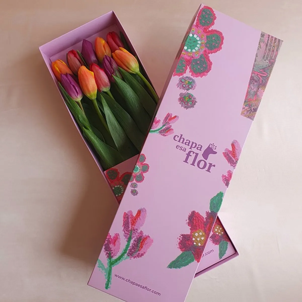 CHAPA ESA FLOR - Box Premium con 10 tulipanes multicolor