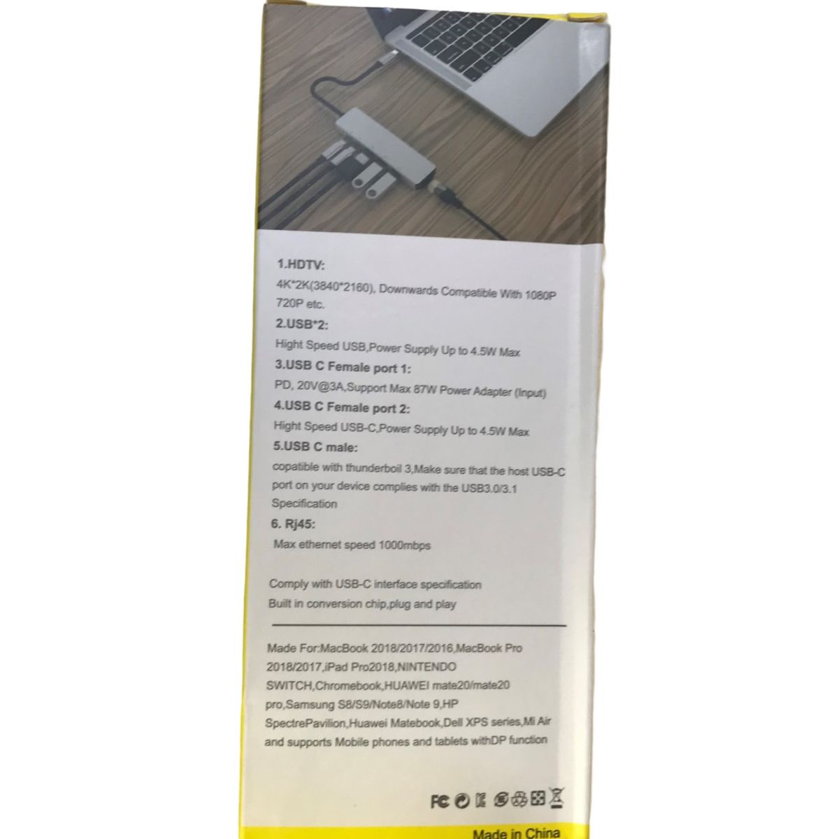 GENERICO - Hub tipo C 3.1 HDMI USB 3.0 RJ45 2 tipo C Adaptador 6 en 1