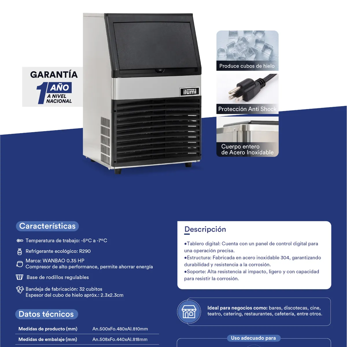 ILUMI - Máquina de Hielo Ilumi MH-40