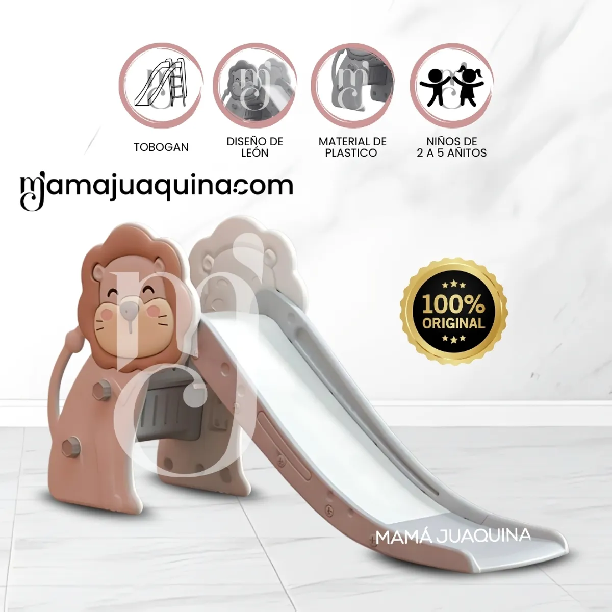 BABY - Tobogán para Niños «LEO» con Barandas de Seguridad Beige