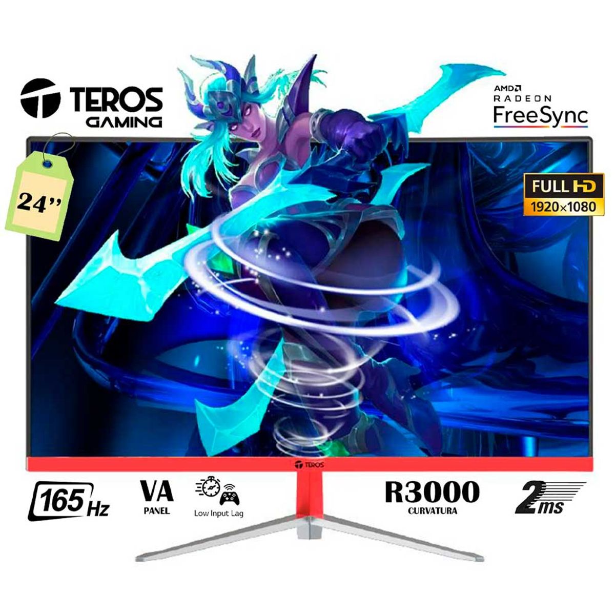 TEROS GAMING - MONITOR TEROS GAMER TE-2471G CURVO DE 165 HZ. DE 24"  165 hz  2MS