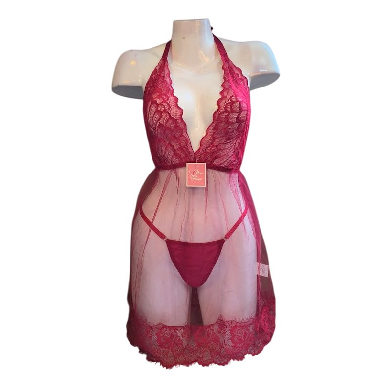 GENERICO - LENCERIA BABYDOLL DE ENCAJE PIJAMA SEXY