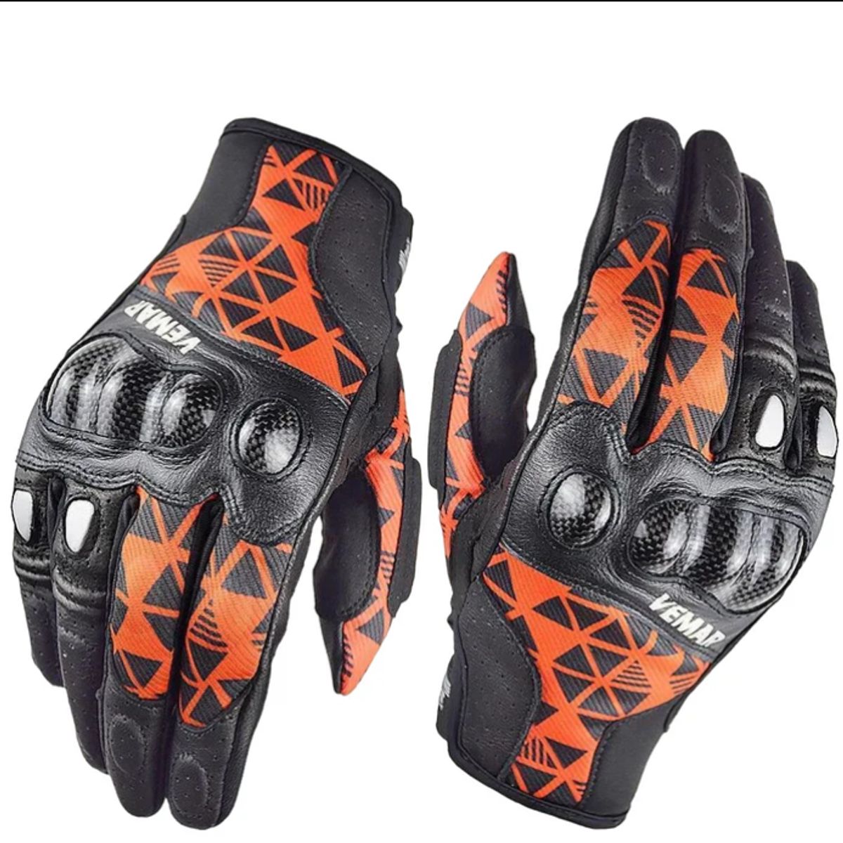 GENERICO - GUANTE MOTO VEMAR NEGRO NARANJA REFORZADO
