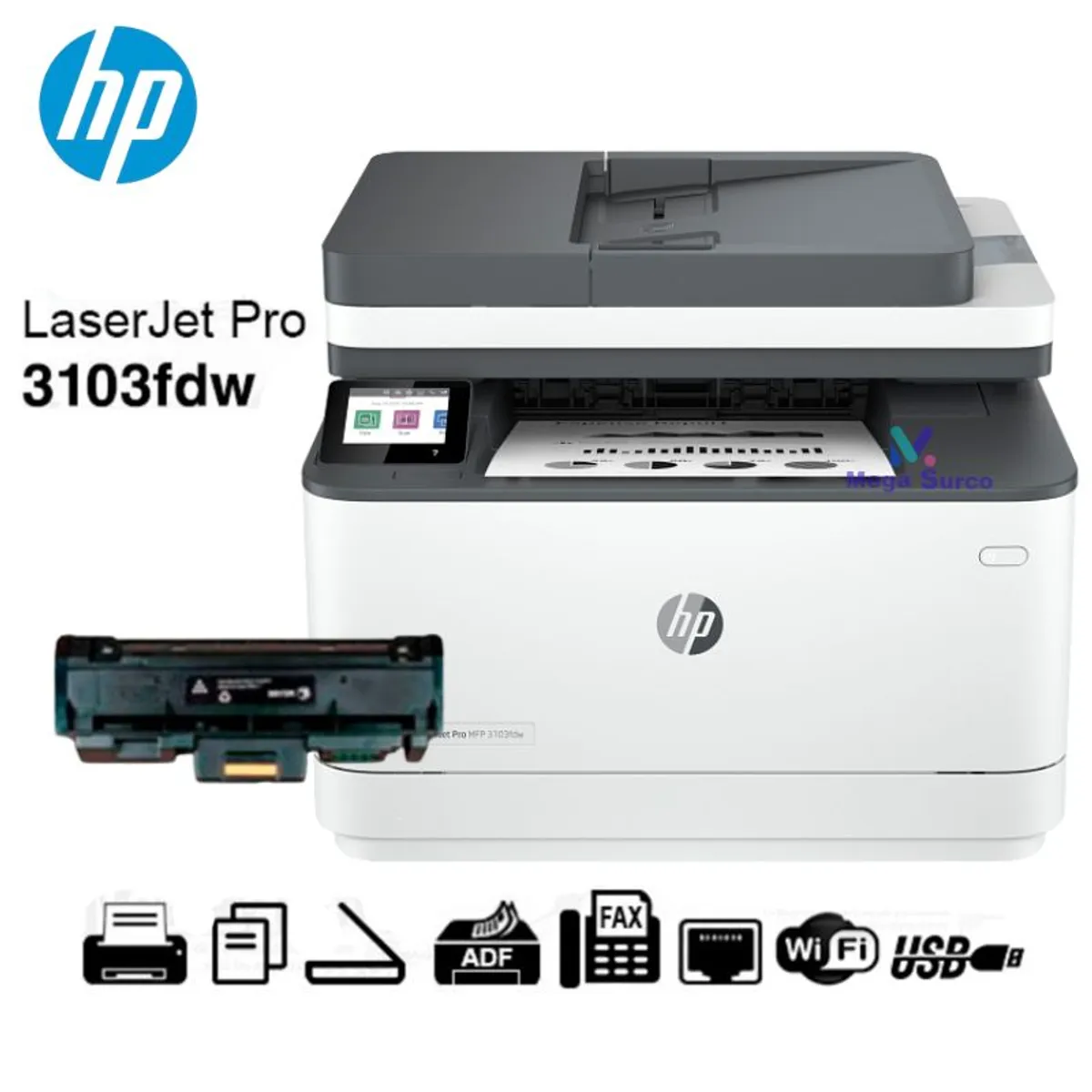 HP - Impresora HP LaserJet Pro MFP 3103fdw 3G632A ADF LAN Duplex Wifi-Monocromático