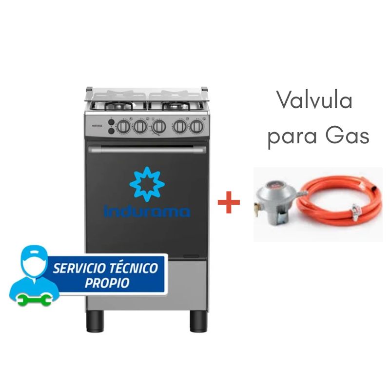INDURAMA - Cocina de Pie Indurama Matisse 4 Quemadores Gris + Válvula para Gas