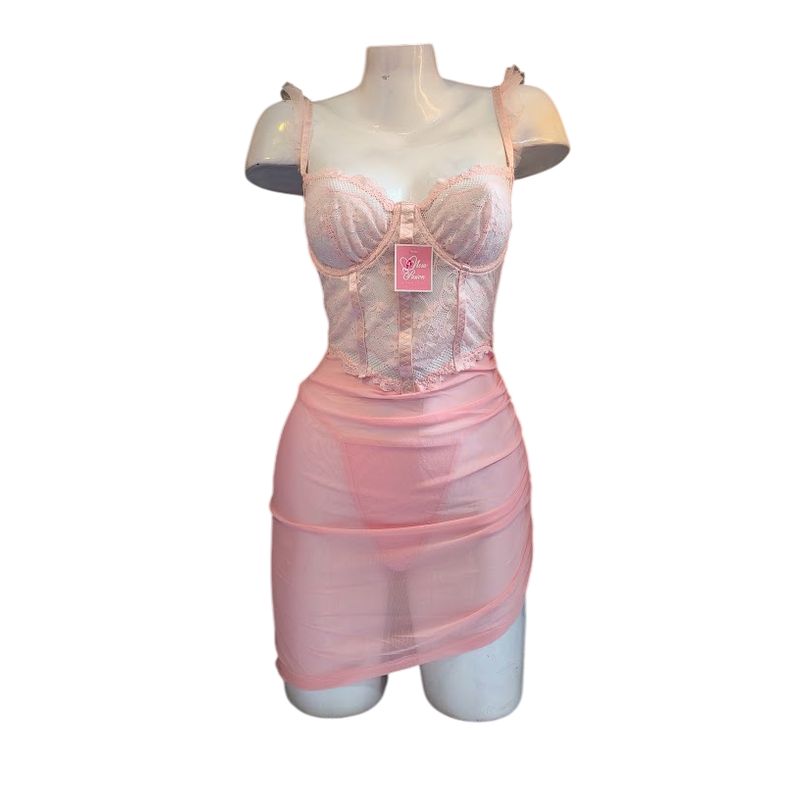 GENERICO - LENCERIA BABYDOLL DE ENCAJE PIJAMA SEXY MELON