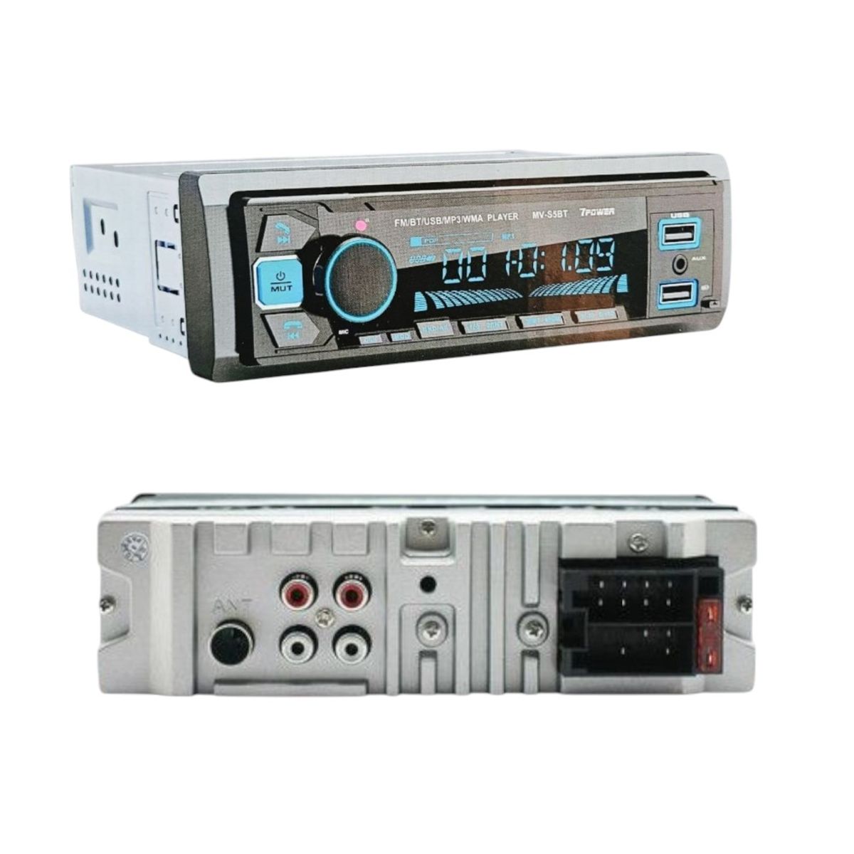 GENERICO - Autorradio 1 Din Mascara de colores Desmontable BT/USB MP3 7 Power