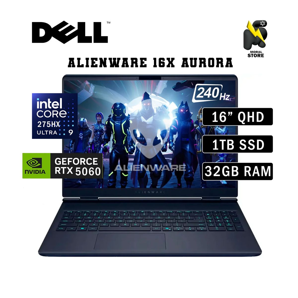 DELL - DELL ALIENWARE 16X AURORA / INTEL CORE ULTRA 9 -275HX / DISCO 1TB SSD /32 GB RAM/ RTX 5060 /16"QHD