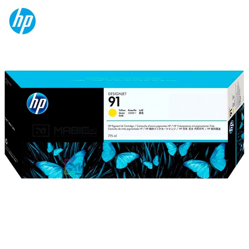 HP - Cartucho de Tinta HP 91 Amarillo C9469A Designjet Z6100 Original - 775ml