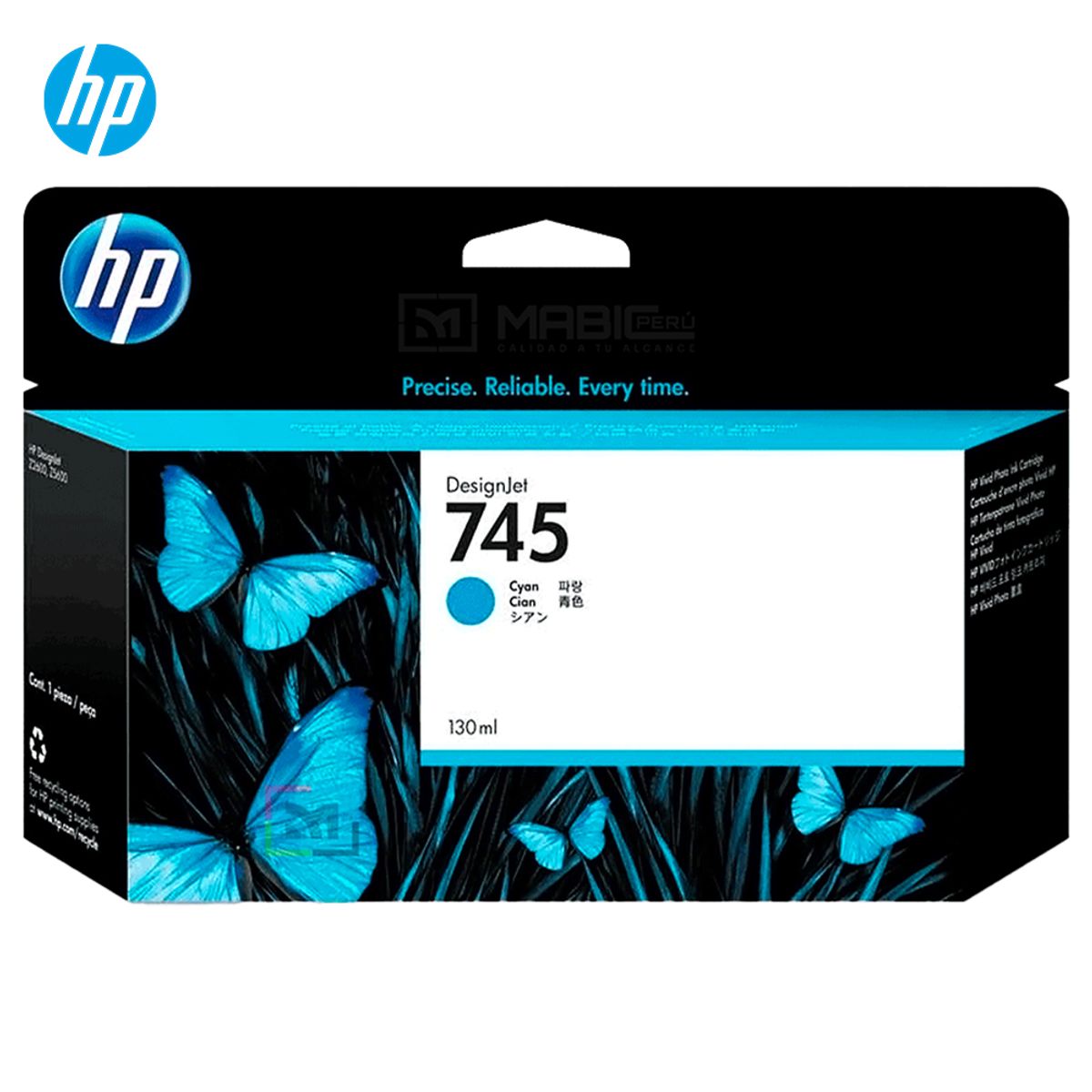 HP - Cartucho de Tinta HP 745 Cian F9J97A DesignJet Z2600 Z5600 Original - 130ml