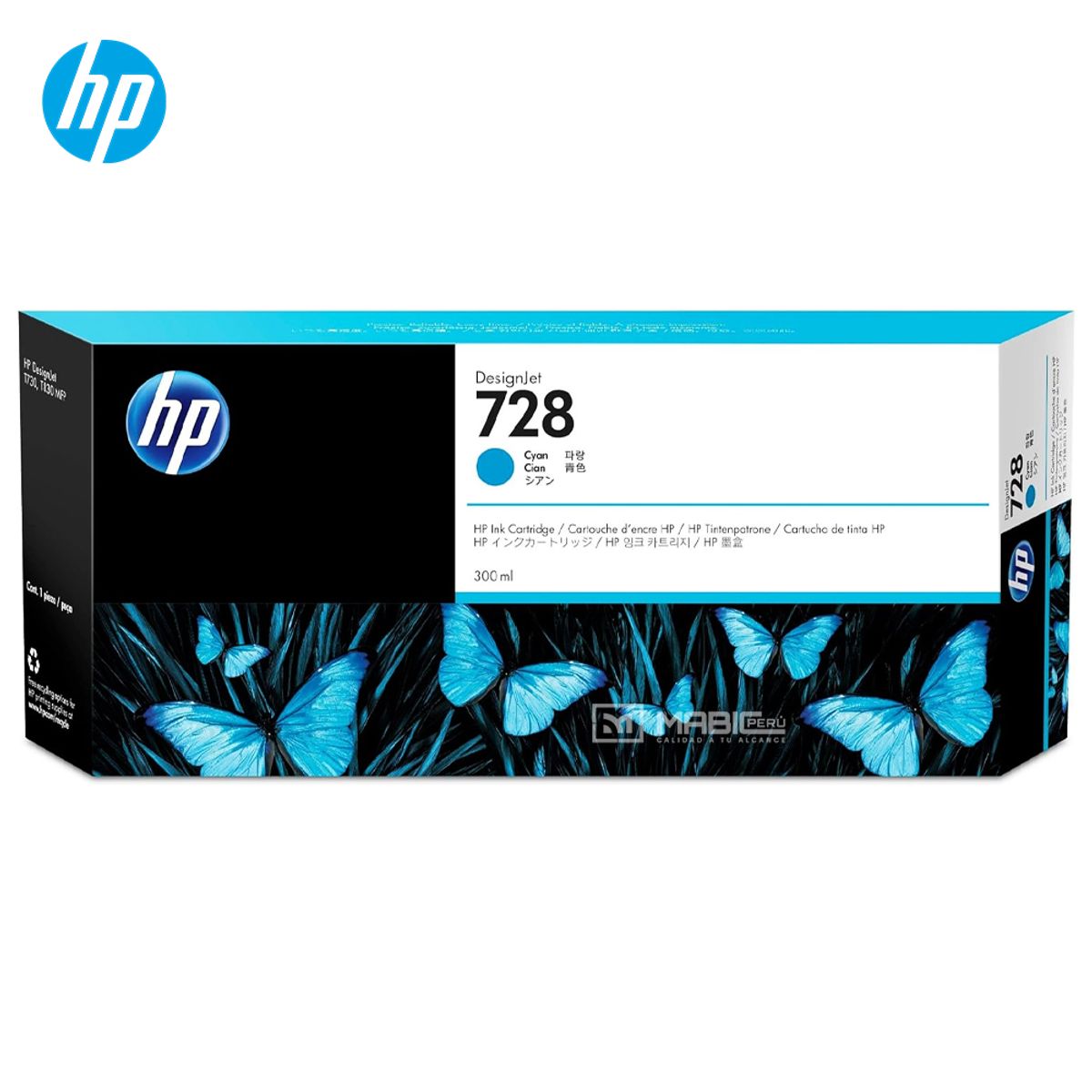 HP - Cartucho de Tinta HP 728 Cian F9K17A DesignJet T730 T830 Original - 300ml