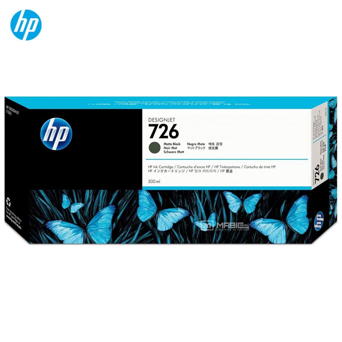 HP - Cartucho de Tinta HP 726 Negro Mate CH575A DesignJet T1200 Original - 300ml