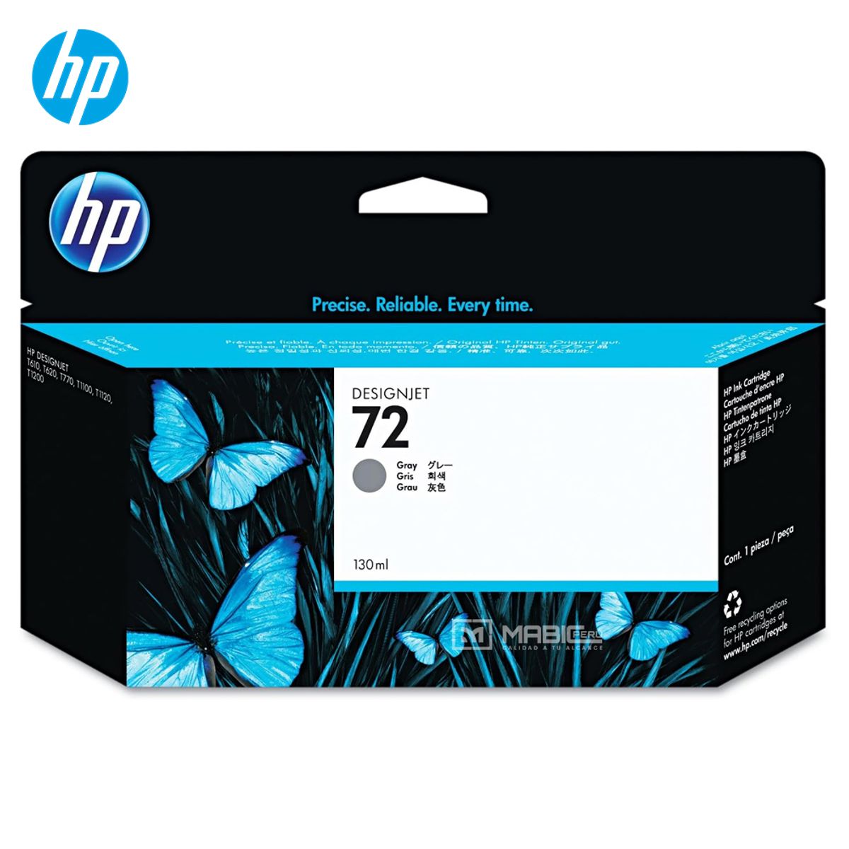 HP - Cartucho de Tinta HP 72 Gris C9374A DesignJet T610 T1100 Original - 130ml