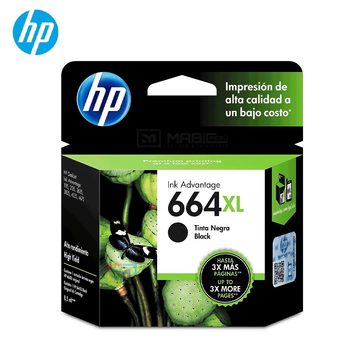 HP - Cartucho de Tinta HP 664XL Negro F6V31AL DeskJet 1115 2135 4535 4675 Original