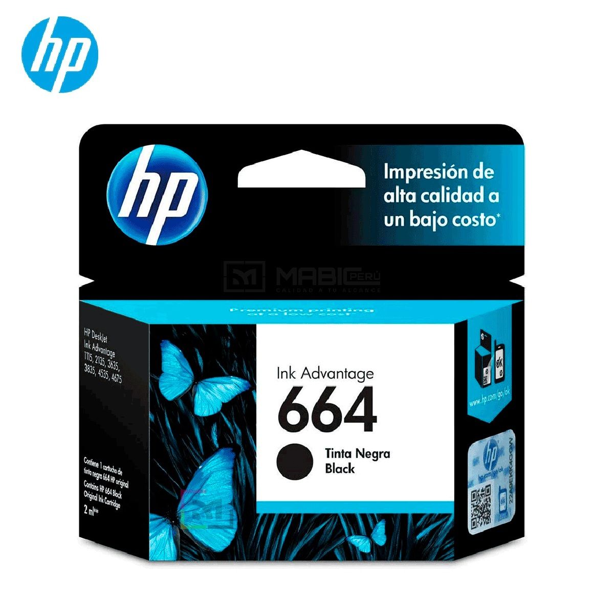 HP - Cartucho de Tinta HP 664 Negro F6V29AL DeskJet 1115 2135 4535 4675 Original