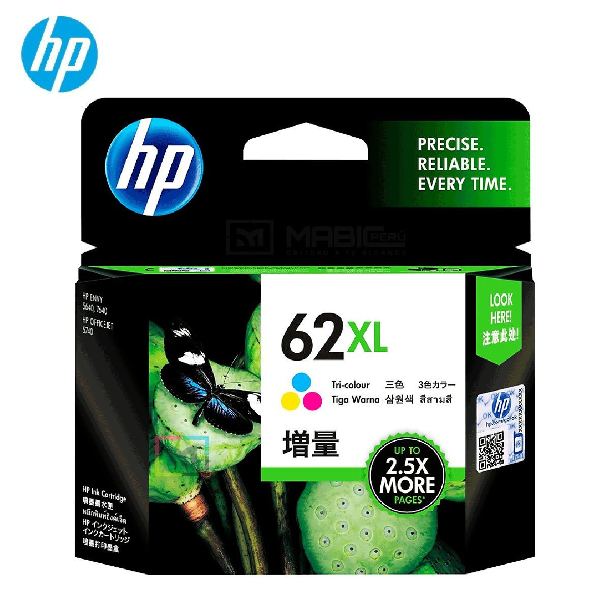 HP - Cartucho de Tinta HP 62XL Tricolor C2P07AL OfficeJet 200 Original