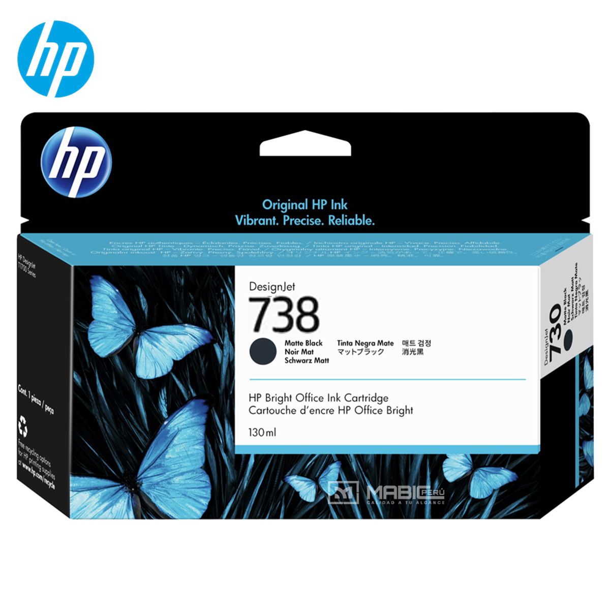 HP - Cartucho de Tinta HP 738 Negro Mate 498N4A DesignJet T850 T950 Original - 130ml