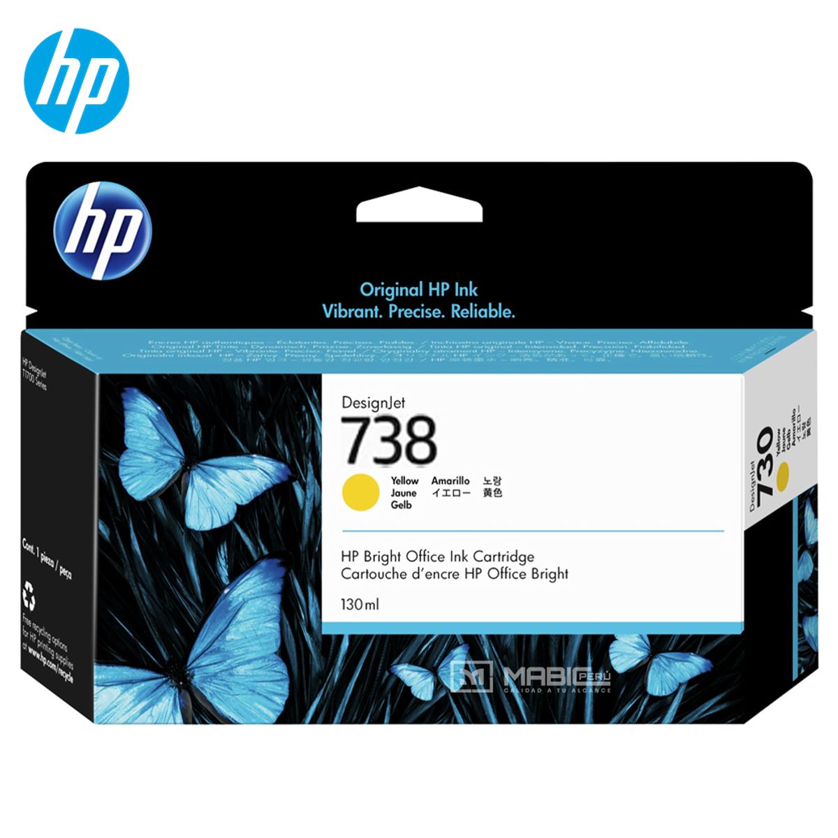 HP - Cartucho de Tinta HP 738 Amarillo 498N7A DesignJet T850 T950 Original - 130ml