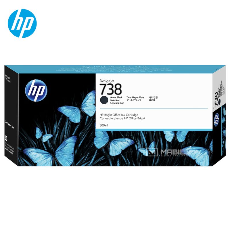HP - Cartucho de Tinta HP 738 Negro Mate 498N8A DesignJet T850 T950 Original - 300ml