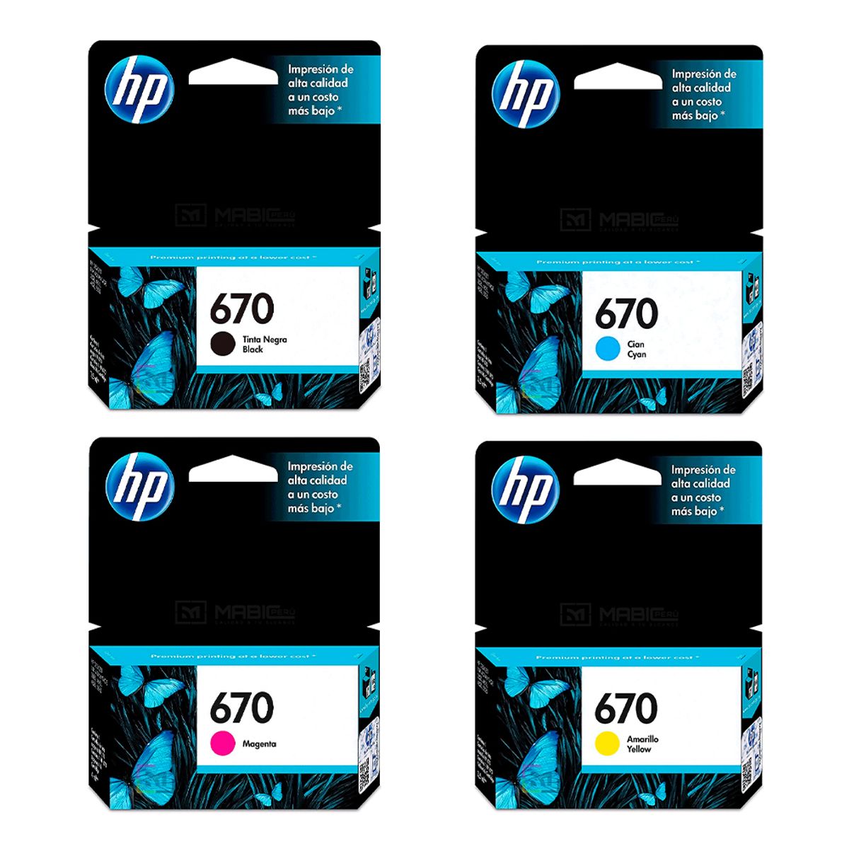 HP - Pack Tinta HP 670 Negro Cian Magenta Amarillo Deskjet 3525 4615 4625 5525 Original