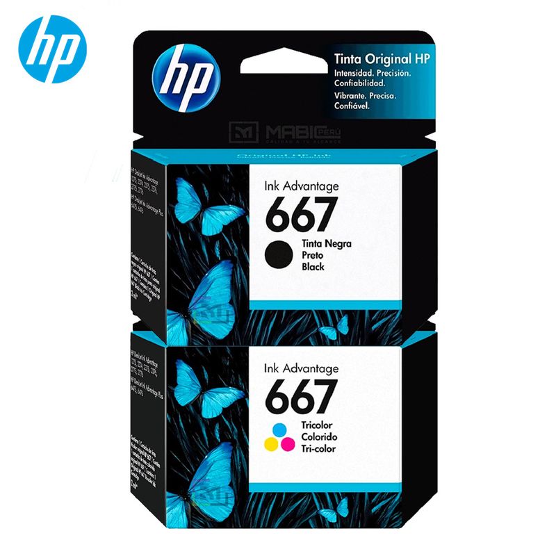 HP - Pack Tinta HP 667 Negro Tricolor DeskJet 2775 4175 Original