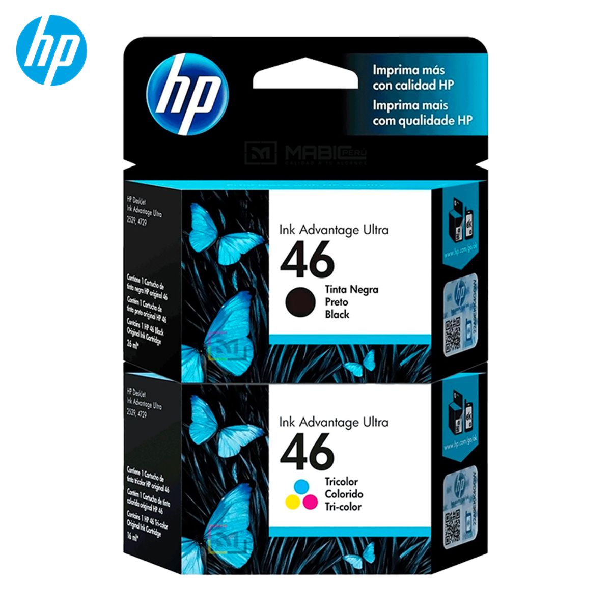 HP - Pack Tinta HP 46 Negro Tricolor DeskJet 2529 4729 5739 Original