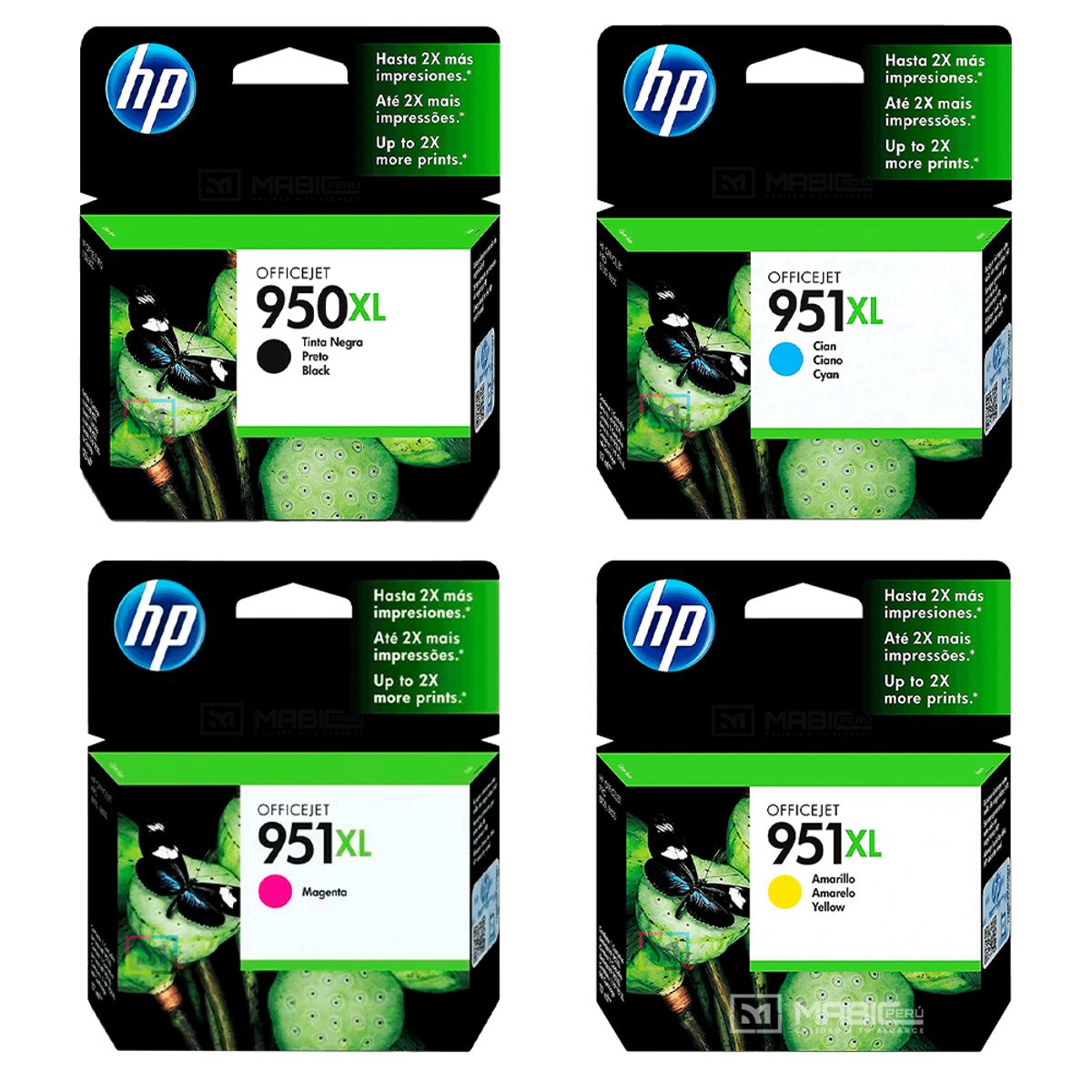 HP - Pack Tinta HP 950XL 951XL Negro Cian Magenta Amarillo OfficeJet 8100 8600 8610 Original