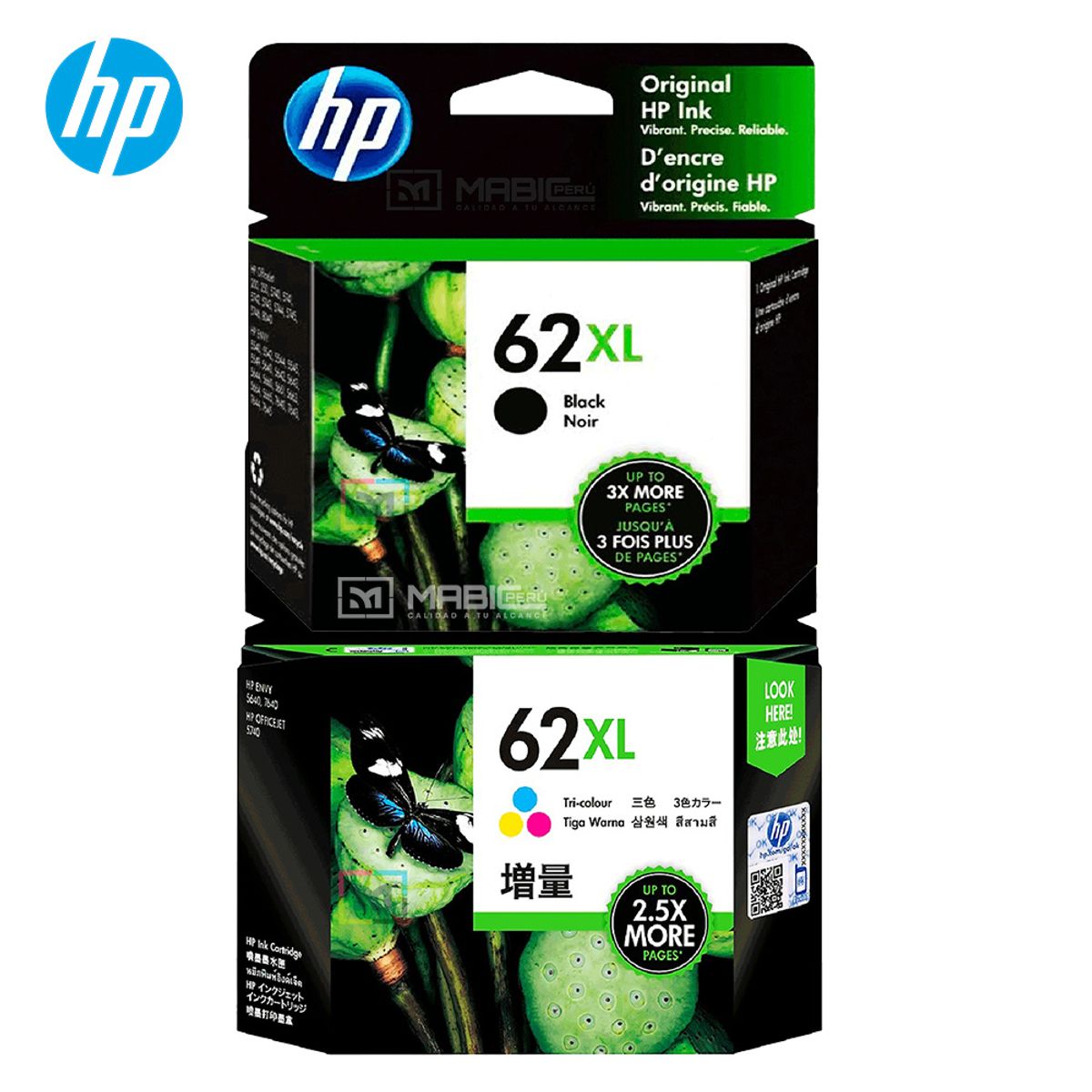 HP - Pack Tinta HP 62XL Negro Tricolor OfficeJet 200 Original