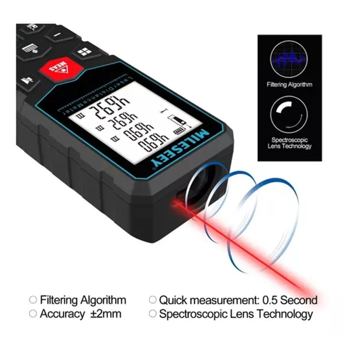GENERICO - Medidor De Distancia Laser De 60 Metros MILESEEY