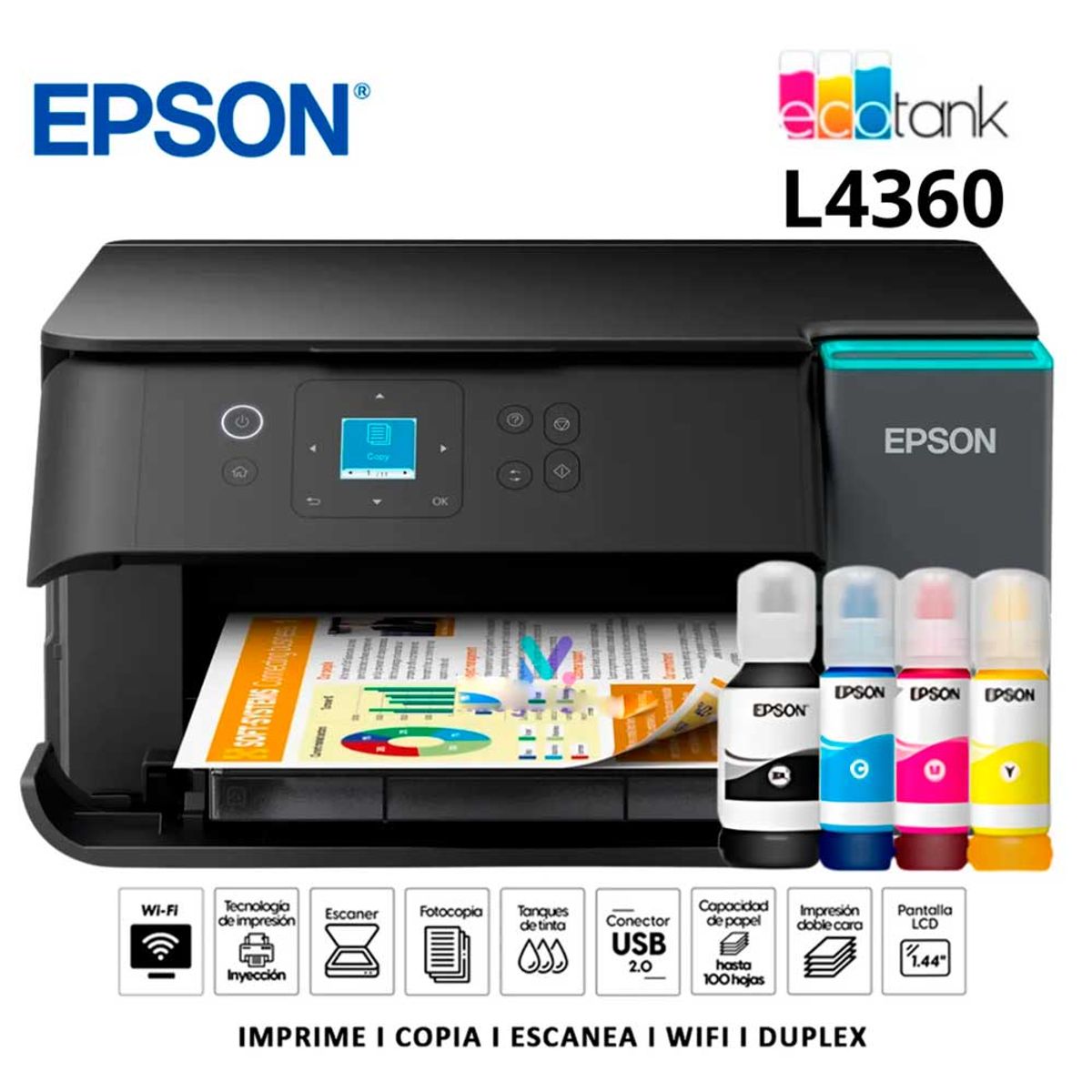 EPSON - Impresora epson multifuncional 3 en 1 Econtank L4360 Dúplex wifi nuevo