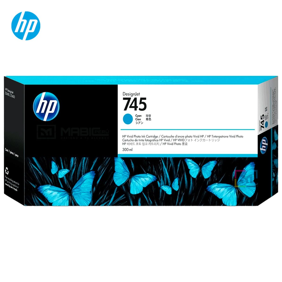 HP - Cartucho de Tinta HP 745 Cian F9K03A DesignJet Z2600 Z5600 Original - 300ml