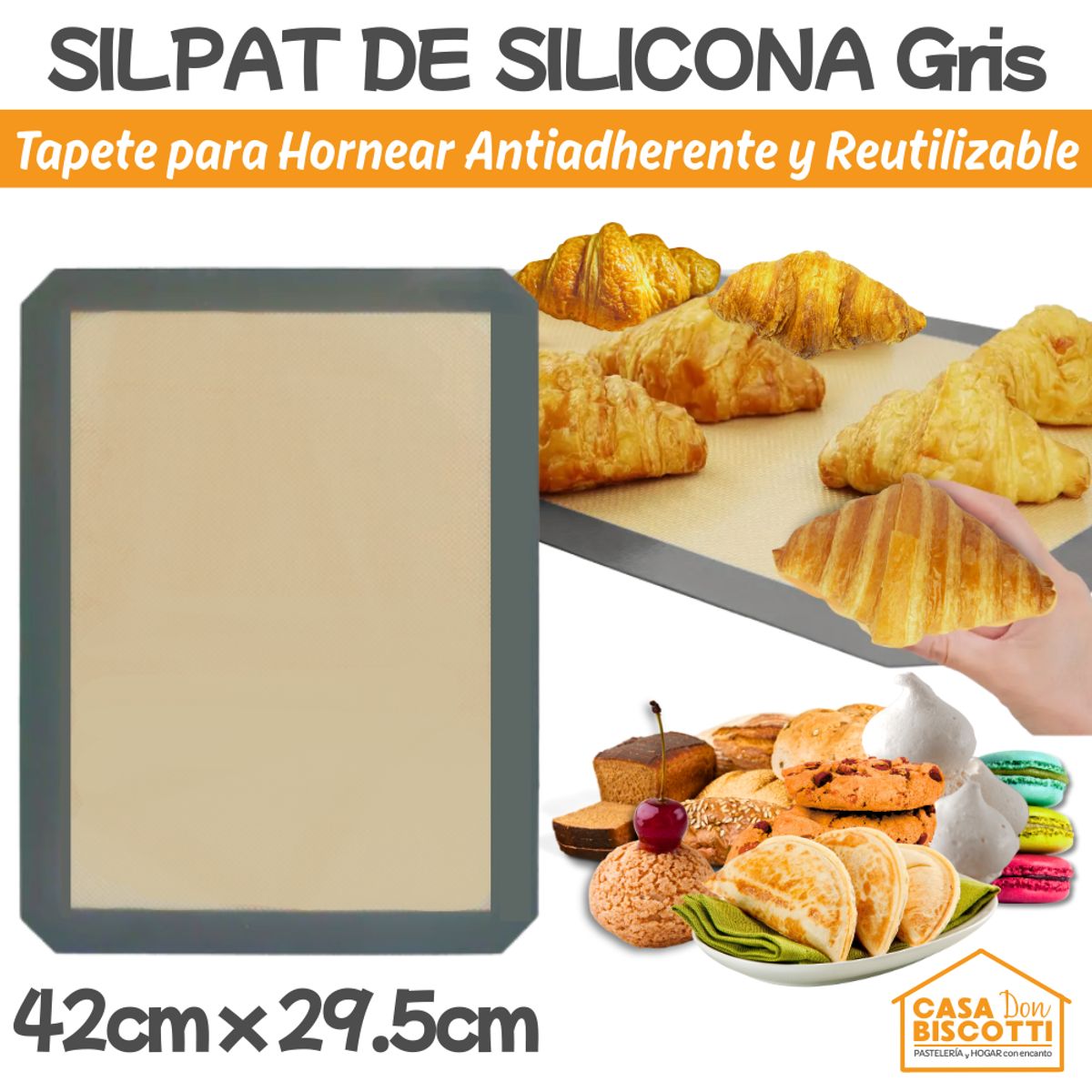 GENERICO - Silpat de Silicona para horno - Tapete Antiadherente Silpack 42x30cm