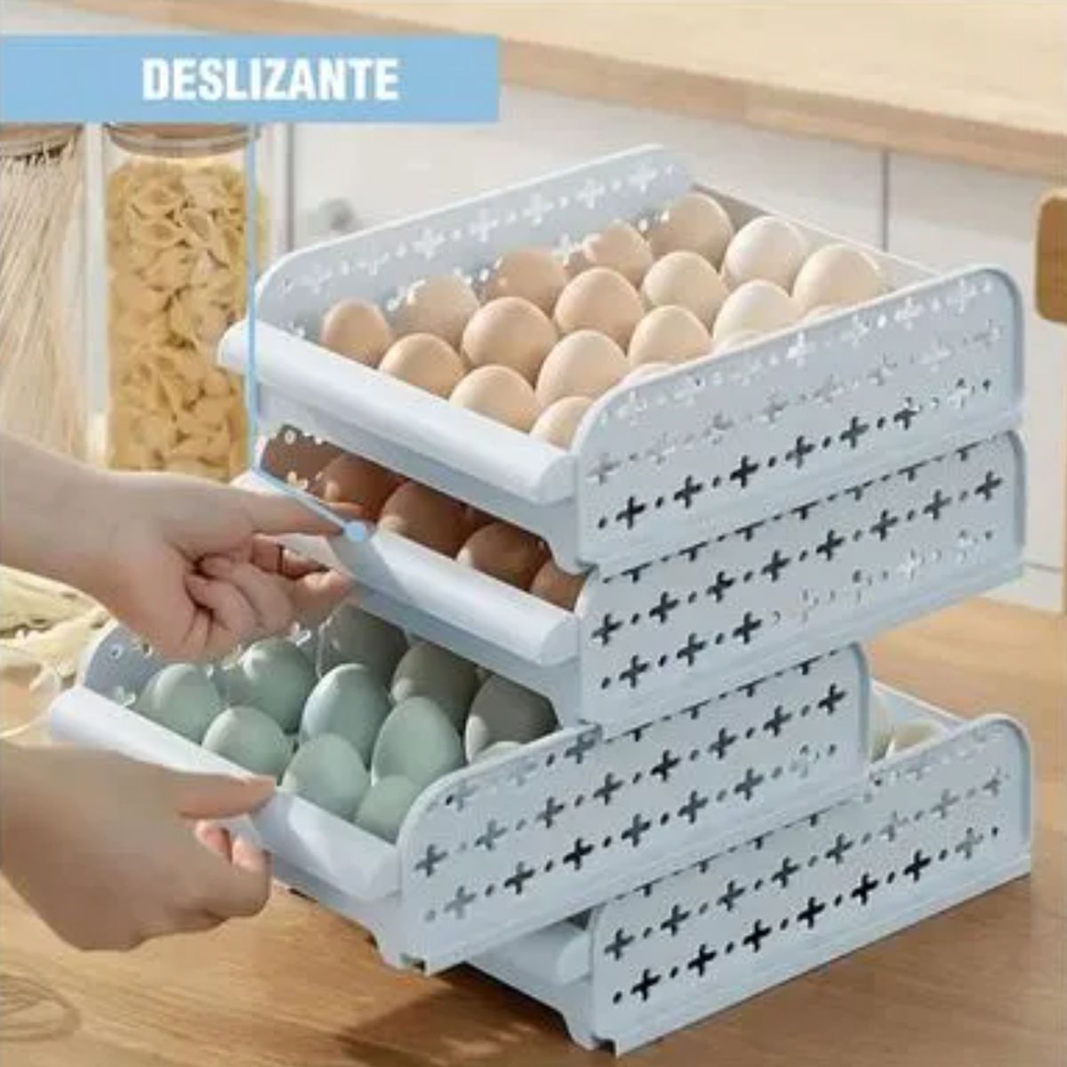 GENERICO - HUEVERA ORGANIZADOR CONTENEDOR PORTA HUEVOS 4 NIVELES DE 80 HUEVOS